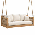 Huśtawka ogrodowa 180 x 75 x 65 cm z drewna naturalna - wisząca trzyosobowa
